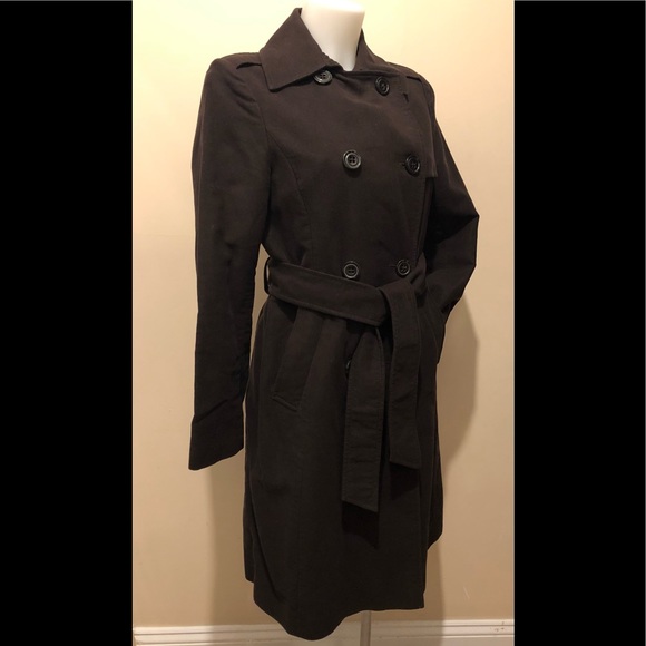 GAP LONGLINE BUTTON BELTED BROWN COAT🧥size S - Picture 9 of 17